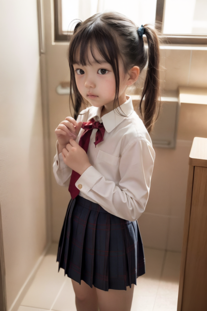 Jr.アイドルの小学生の少女。制服姿で学校のトイレに立っている。